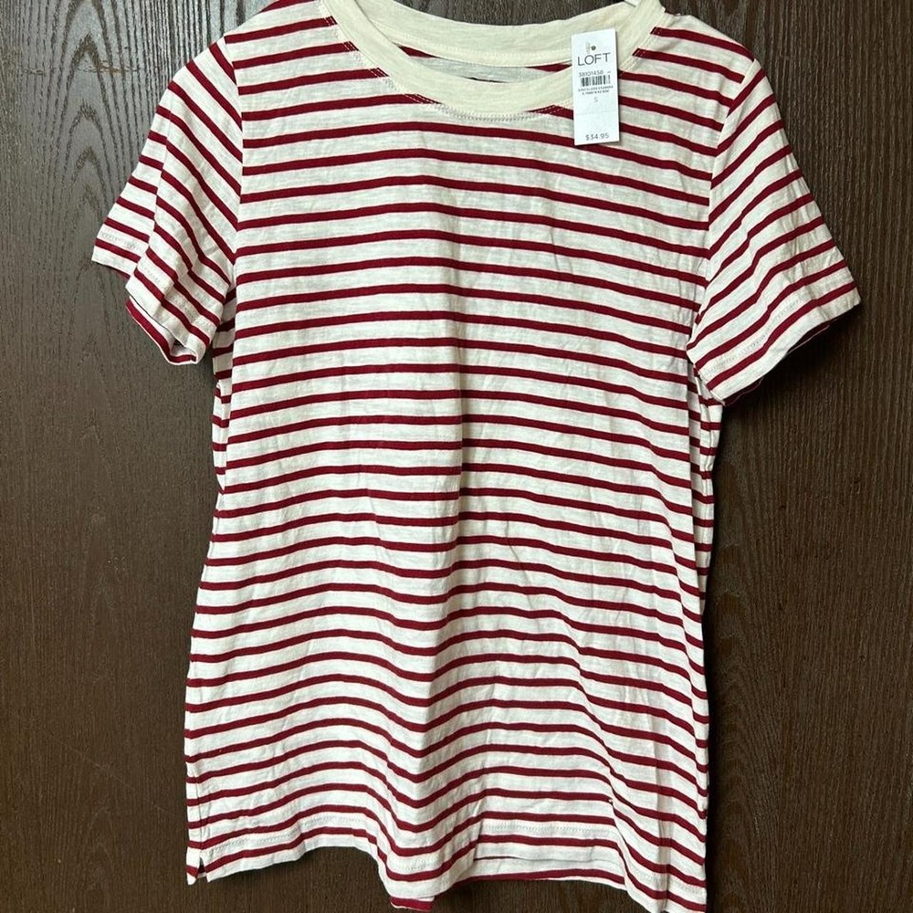 NEW Ann Taylor LOFT Red and White Striped Tee